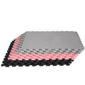 Covor din spuma pentru copii, tip puzzle forme, 27 piese, termoizolant, 179×179 cm, gri roz