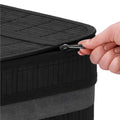 Cos de rufe din bambus cu capac, 2 compartimente, sac detasabil, volum 100L, 54x35x60cm, negru