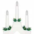 Lumanari decorative de Craciun, stand de lemn, 7 becuri tip LED, culoare alba