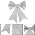 Set 4 ornamente pentru bradul de Craciun, fundita, 13cm, argintiu