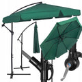 Umbrela de gradina cu brat lateral banana, cu husa, 300cm, verde