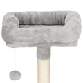 Ansamblu de joaca pentru pisici, cu loc pentru zgariat, ascuns, culcus, minge, sfoara, 145cm, gri