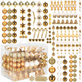 Set globuri si decoratiuni de Craciun, 155 piese, diverse dimensiuni, auriu