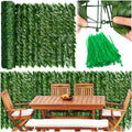 Panou paravan cu frunze artificiale pentru gard sau balcon, 100x300cm, verde