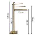 Suport cuier pentru prosoape cu 3 brate, inaltime 86cm, auriu lucios