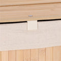 Cos de rufe din bambus, pliabil, cu captuseala detasabila lavabila, 3 compartimente, 150L, 63x42x62cm, maro