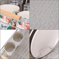Uscator de vase cu suport tacamuri, din otel, cu tava de scurgere, manere lemn, 42x32x15cm, gri