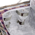Cos de picnic echipat pentru 4 persoane Deluxe, din rachita, cu vesela si tacamuri, izolat termic, gri