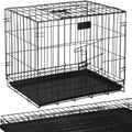Cusca pentru animale, 2 usi, Pliabila din metal, L, Negru, 59x50x42 cm