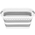 Cos de rufe pliabil tip lighean, cu manere, din plastic si silicon, 53x38x24cm, 24litri, gri
