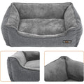 FEANDREA Pat pentru caini, cu margini groase ridicate, antiderapant, husa detasabila, XL, pentru caini mari, 110x75x27cm, gri deschis