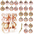 Set globuri de Craciun cu modele de sarbatori, 24 bucati, 6cm, rose