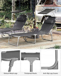SONGMICS Sezlong pliabil, cu parasolar si tetiera, spatar reglabil in 4 pozitii, maxim 150kg, 200x71x38cm, gri