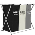 Cos de rufe cu 3 compartimente, cadru aluminiu, 68x40x60cm, 146 litri