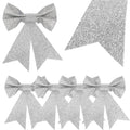 Set 4 ornamente pentru bradul de Craciun, fundita, 13cm, argintiu