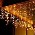 Instalatie luminoasa tip turturi LED exterior/interior, 500 LED-uri alb cald cu flash alb rece, 20 m, IP44, conectabila