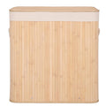 Cos de rufe din bambus, pliabil, cu captuseala detasabila lavabila, 3 compartimente, 150L, 63x42x62cm, maro
