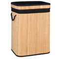Cos de rufe din bambus cu capac, sac detasabil, volum 72L, 42x33x60cm, maro