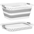 Cos de rufe pliabil tip lighean, cu manere, din plastic si silicon, 53x38x24cm, 24litri, gri