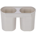 Uscator de vase cu suport tacamuri, din otel, cu tava de scurgere, manere lemn, 42x32x15cm, gri