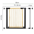 Poarta de siguranta Safety Gate pentru scari, ajustabila, din lemn cu structura otel, 82-89cm, negru maro