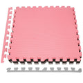 Covor din spuma pentru copii, tip puzzle forme, 27 piese, termoizolant, 179×179 cm, gri roz