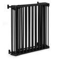 Bariera de siguranta pliabila 300x74 cm, 5 panouri si poarta cu blocare automata, metal si plastic, neagra