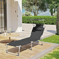 SONGMICS Sezlong pliabil, cu parasolar si tetiera, spatar reglabil in 4 pozitii, maxim 150kg, 193x53x29cm, negru