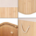 Cos de rufe din bambus, pliabil, cu captuseala detasabila lavabila, 3 compartimente, 150L, 63x42x62cm, maro
