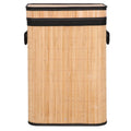 Cos de rufe din bambus cu capac, sac detasabil, volum 72L, 42x33x60cm, maro