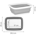 Lighean pliabil, dreptunghiular, din plastic si silicon, 40x29x15cm, 8.5litri, gri