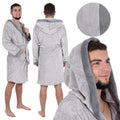 Halat de baie pentru barbati pana la genunchi, gluga mare, marimea L/XL, gri
