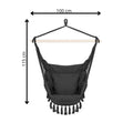 Hamac tip leagan suspendat pentru casa sau gradina, cu perne, 130x100cm, 150kg, gri inchis