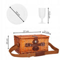 Cos de picnic echipat pentru 2 persoane Deluxe, din rachita, cu vesela si tacamuri, frigorific