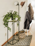 Cuier hol metalic 170 cm, design minimalist, alb