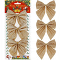 Set 3 ornamente pentru bradul de Craciun, fundita, 11cm, auriu