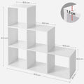 VASAGLE Biblioteca cu 6 compartimente, unitate de depozitare pentru decoratiuni, din lemn, 29x98x98cm, alb