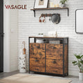 VASAGLE Dulap pantofi din MDF cu 4 usi basculante, pentru 12-20 perechi, 98x30x95cm, maro rustic si negru