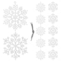 Decoratiune brad fulg de zapada, set 12 bucati, 9-10cm, alb