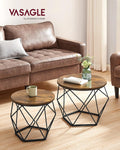 VASAGLE Set de 2 mese de cafea, stil industrial, 50x40cm si 40x36cm, maro rustic si negru