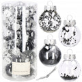 Set globuri de Craciun Inedit, 24 bucati, 5cm, transparente cu interior negru