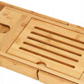 Raft cu tava pentru cada din bambus natural Sersimo 1025, extensibila, 75-111x23cm