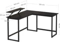 VASAGLE Birou in forma de L cu suport pentru monitor, cadru metalic, 140x130x76cm, negru