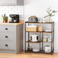 VASAGLE Raft de bucatarie, suport pentru cuptorul cu microunde, 2 cosuri de sarma, 6 carlige S, 35x80x95cm, maro rustic