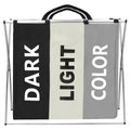 Cos de rufe cu 3 compartimente, cadru aluminiu, 60x40x68cm, 146 litri