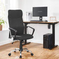 SONGMICS Scaun de birou ergonomic pentru sala de sedinte, pivotant, capitonat, inaltime reglabila si rabatabil, negru