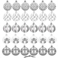 Set globuri de Craciun cu modele de sarbatori, 30 bucati, 6cm, argintiu