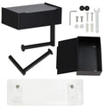 Suport hartie igienica din otel cu sertar depozitare, sistem montare inclus, 22cm, negru bej