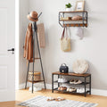 VASAGLE Cuier metalic, cu 2 rafturi MDF, inaltime 179cm, stil industrial, maro rustic si negru