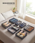SONGMICS Organizatoare dulap sau sertar, set 8 cutii de depozitare a lenjeriei de corp, pliabile, 64x48x10cm, gri